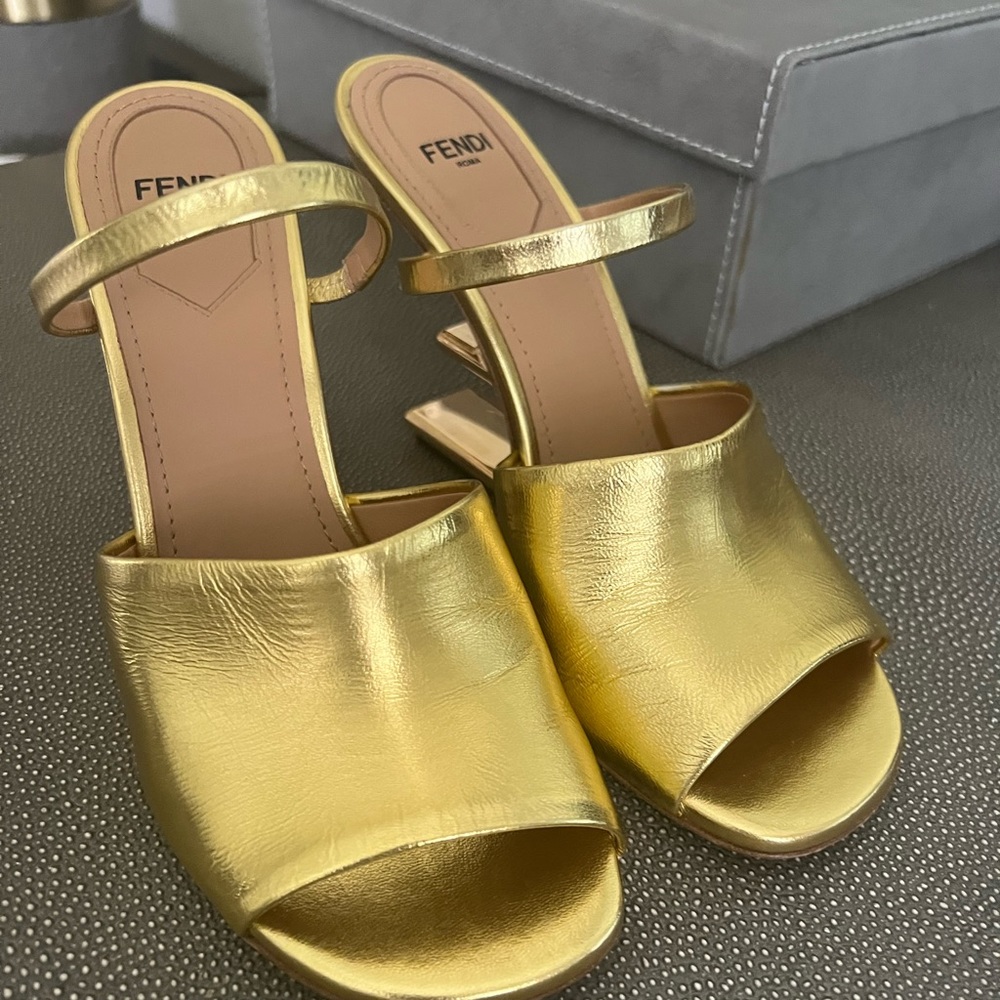 Fendi gold F mules- sandals